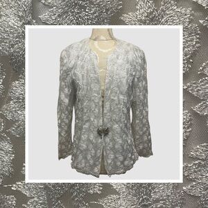 VTG Silver Lace Blazer with Intricate Pattern by Carissimo